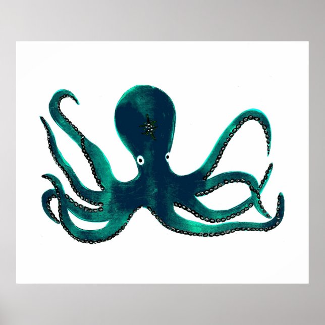 Turquoise Octopus Poster (Front)