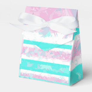 Turquoise, Off-White and Pink Stripes Favor Box