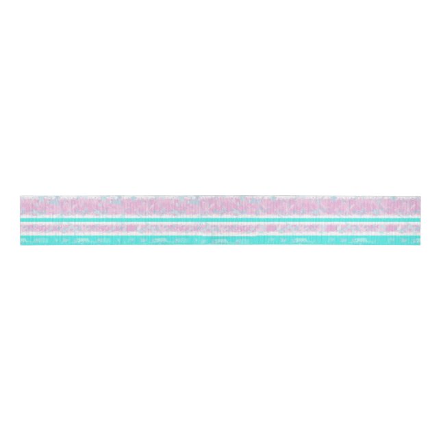 Turquoise, Off-White and Pink Stripes Ribbon (Front)