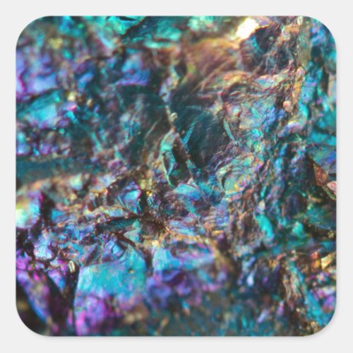 Turquoise Oil Slick Quartz Square Sticker