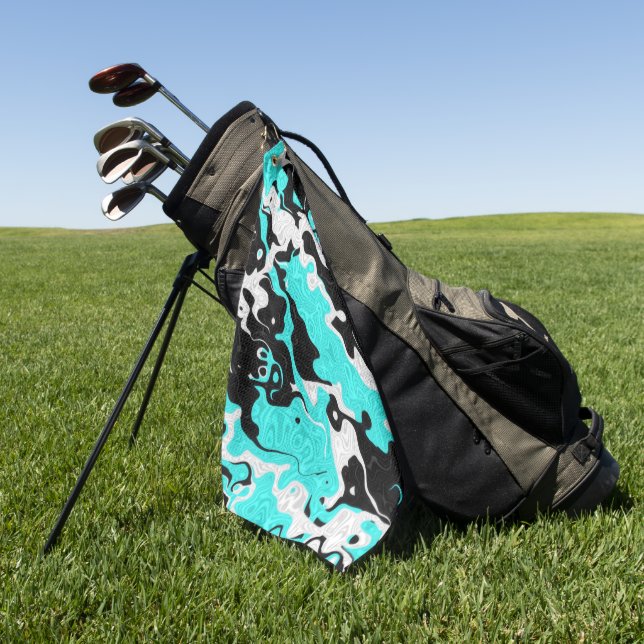Turquoise Oil Spill Rave Camo Golf Towel (Green)