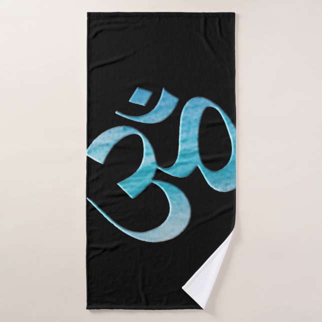 Turquoise Om  Bath Towel (Bath Towel)