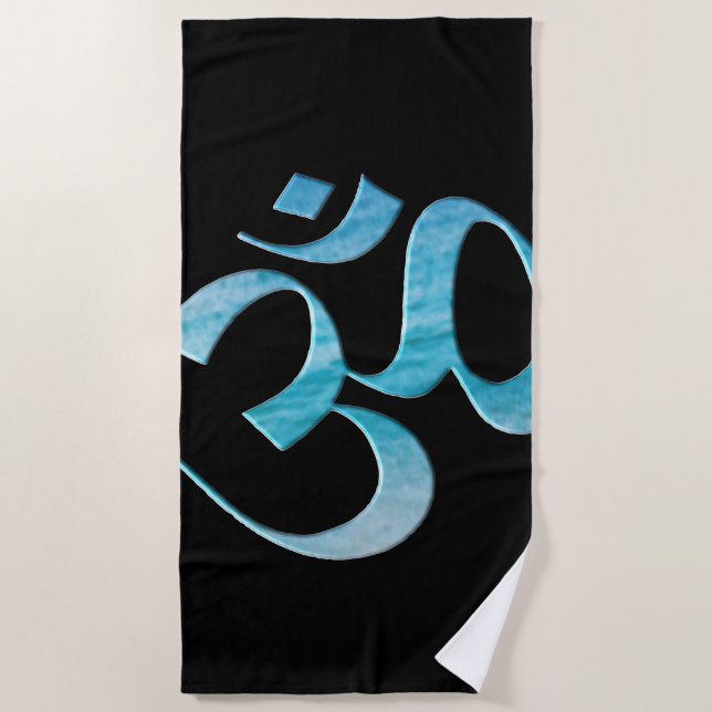 Turquoise Om  Beach Towel (Front)
