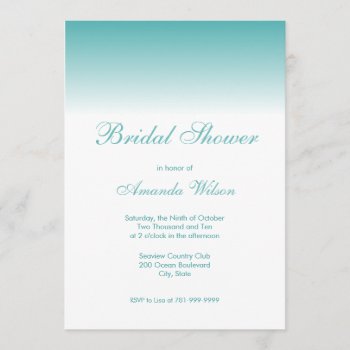 Turquoise Ombre Bridal Shower Invitations by PMCustomWeddings at Zazzle
