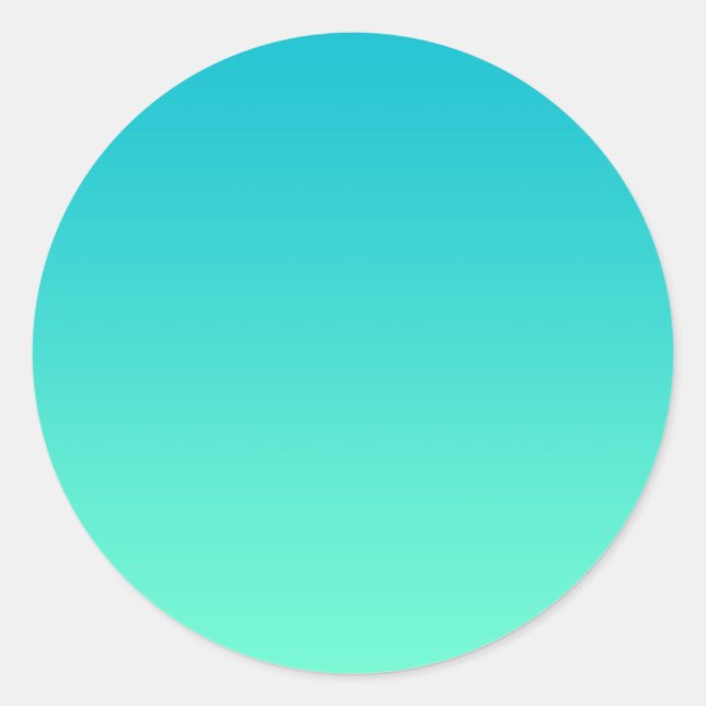 Turquoise Ombre Classic Round Sticker (Front)