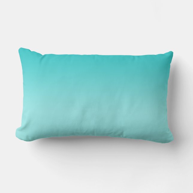 Turquoise Ombre Companion New Art Nouveau Lumbar Pillow (Front)