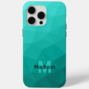 Turquoise ombre geometric mesh pattern Monogram iPhone 15 Pro Max Case