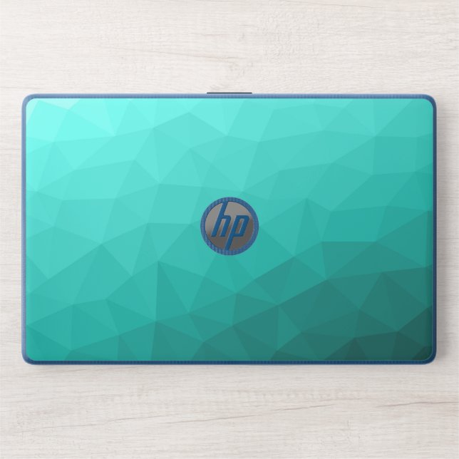 Turquoise ombre gradient geometric mesh pattern HP laptop skin (Front)
