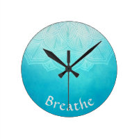 Turquoise ombre mandala breathe wall clock
