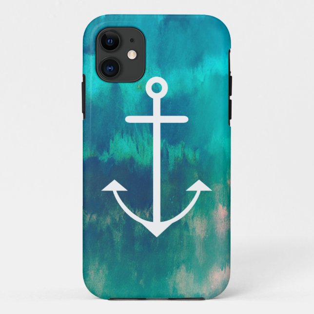 Turquoise Ombre Nautical Case-Mate iPhone Case (Back)