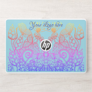 Turquoise Ombre rainbow Butterfly HP Laptop Skin