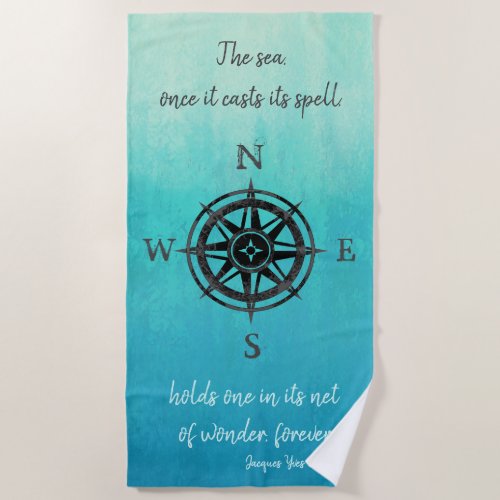 Turquoise Ombre Sea Beach Towel