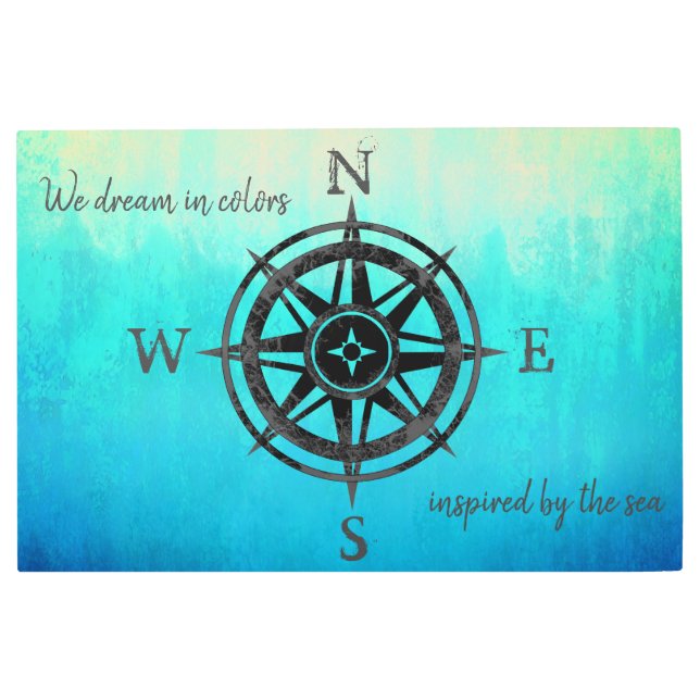 Turquoise Ombre Sea Metal Print (Front)
