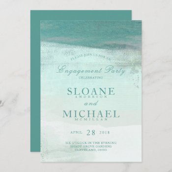 Turquoise Ombre Watercolor Beach Engagement Party Invitation by ModernMatrimony at Zazzle