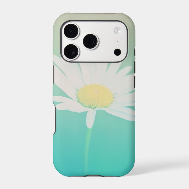 Turquoise Ombre White Daisy Case-Mate iPhone Case (Back)