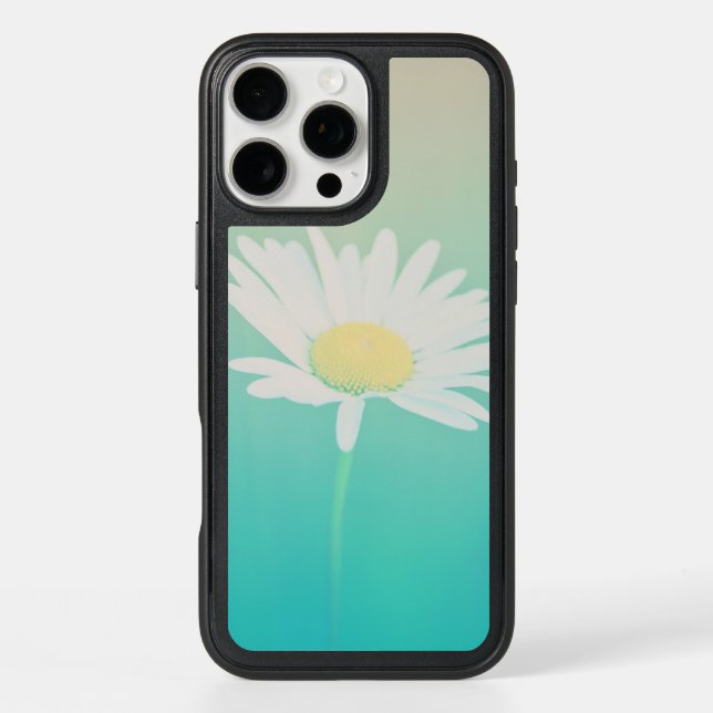 Turquoise Ombre White Daisy Otterbox iPhone Case (Back)
