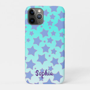 Turquoise Ombre with Star design and Personalized iPhone 11 Pro Case