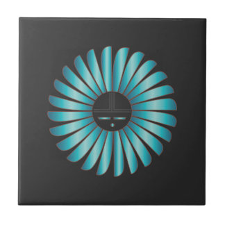 Turquoise on Black Sun Tile