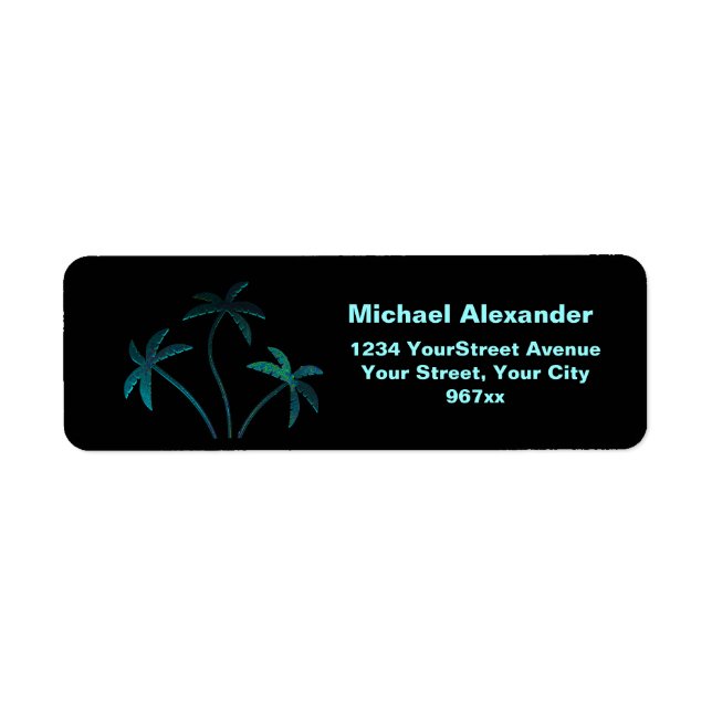 Turquoise Opal Palm Trees on Black Label (Front)