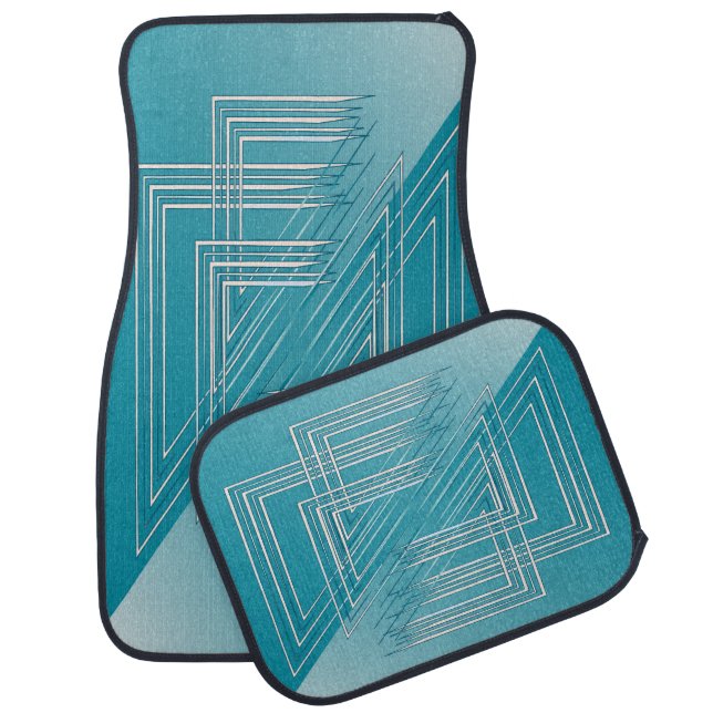 Turquoise opal white car floor mat (Set)
