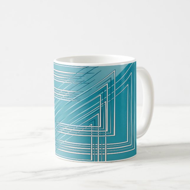 Turquoise opal white coffee mug (Front Right)