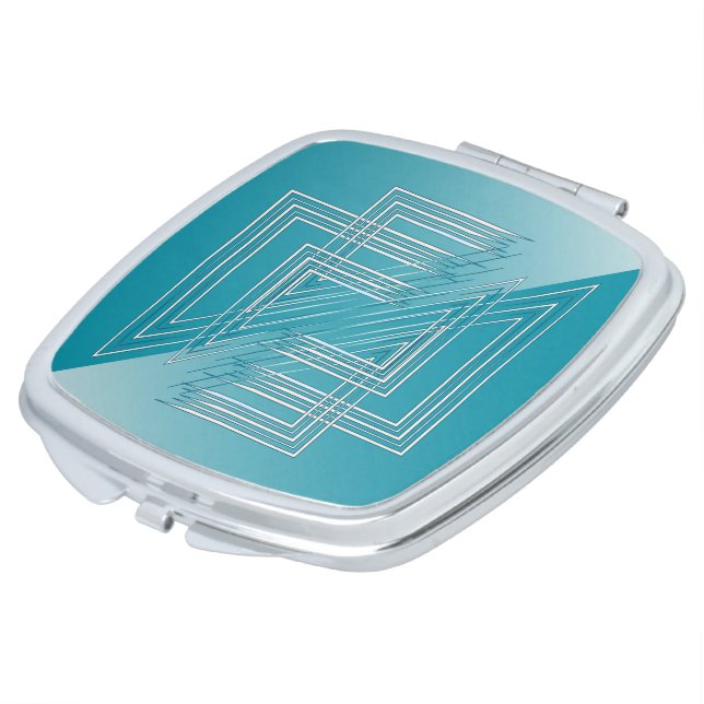 Turquoise opal white compact mirror (Turned)