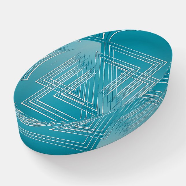 Turquoise opal white paperweight (Angled)