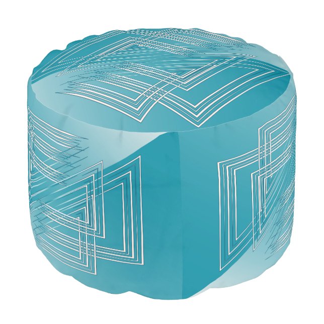 Turquoise opal white pouf (Angled Front)