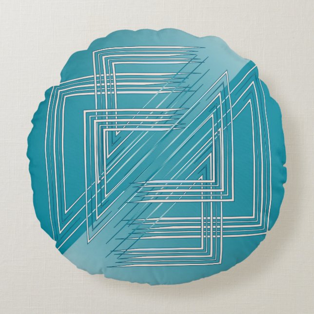 Turquoise opal white round pillow (Front)