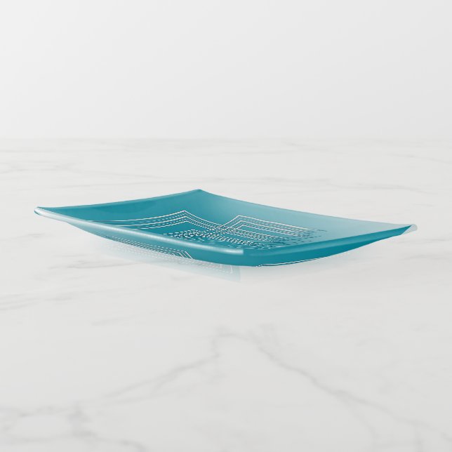 Turquoise opal white trinket tray (Angled)