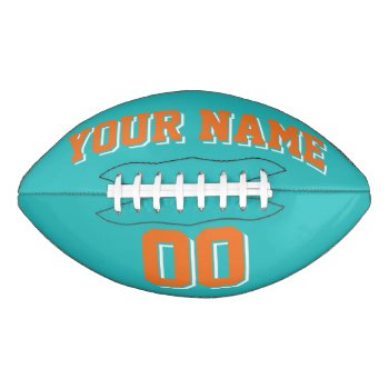 Turquoise Orange And White Custom Football by Custom_Footballs at Zazzle