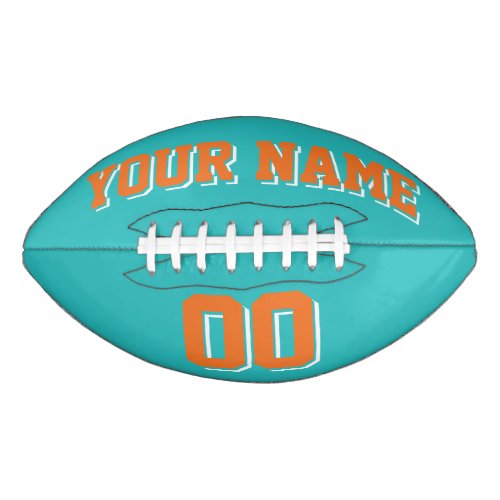 TURQUOISE ORANGE AND WHITE Custom Football