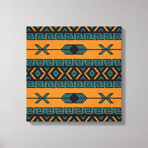 Turquoise Orange Aztec Southwest Design Canvas Print