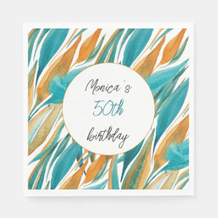 Turquoise Orange Beautiful Fall Art Napkins