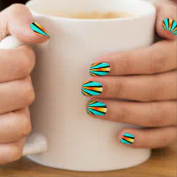 orange and turquoise nail designs