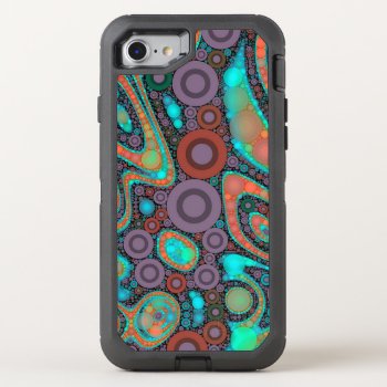 Turquoise Orange Circle Abstract Otterbox Defender Iphone Se/8/7 Case by TeensEyeCandy at Zazzle