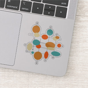 Turquoise Orange Circles Mid Century Modern Sticker