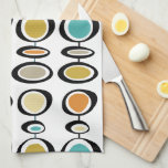 Turquoise Orange Circles Mid-Century Pattern Kitchen Towel<br><div class="desc">Add a pop of color to your kitchen with this fantastic retro kitchen towel. It features an abstract hanging geometric circles pattern in the bright and bold colors of turquoise blue,  two shades of orange,  cream,  tan,  and black.</div>