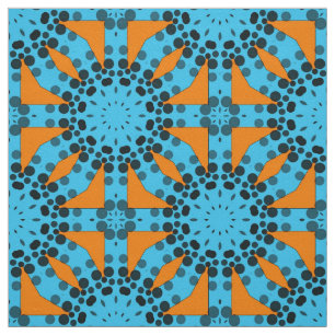 Turquoise & Orange Elegant Geometric Pattern Fabric