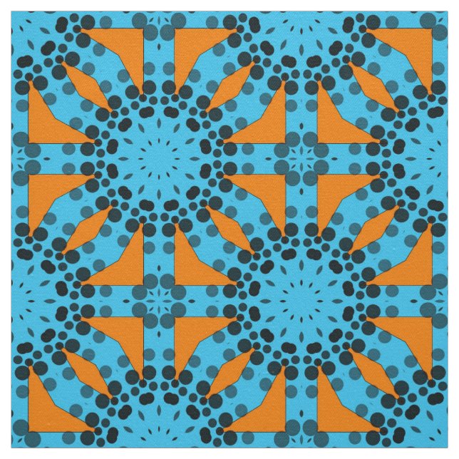 Turquoise & Orange Elegant Geometric Pattern Fabric (Swatch)