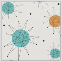 Turquoise Orange Franciscan Starburst Mid Century Fabric