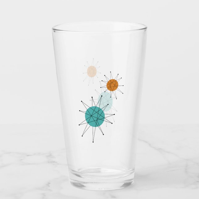 Turquoise Orange Franciscan Starburst Mid Century Glass (Front)