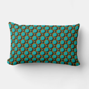 Turquoise & Orange Geometric Pattern Lumbar Pillow