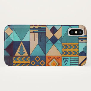 Turquoise & Orange Patchwork  iPhone X Case