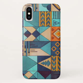 Turquoise & Orange Patchwork iPhone X Case