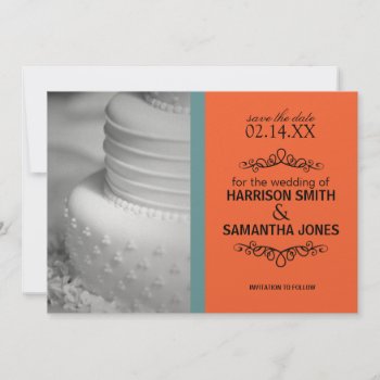 Turquoise & Orange Save The Date Announcements by lifethroughalens at Zazzle
