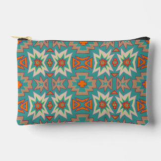 Turquoise Orange Tribal SouthWestern Pattern Accessory Pouch