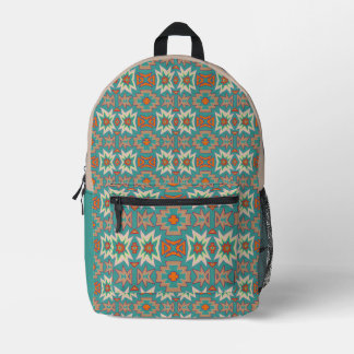 Turquoise Orange Tribal SouthWestern Pattern Printed Backpack