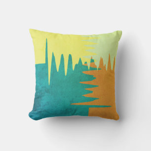 Turquoise Orange Yellow Green Outdoor Pillow