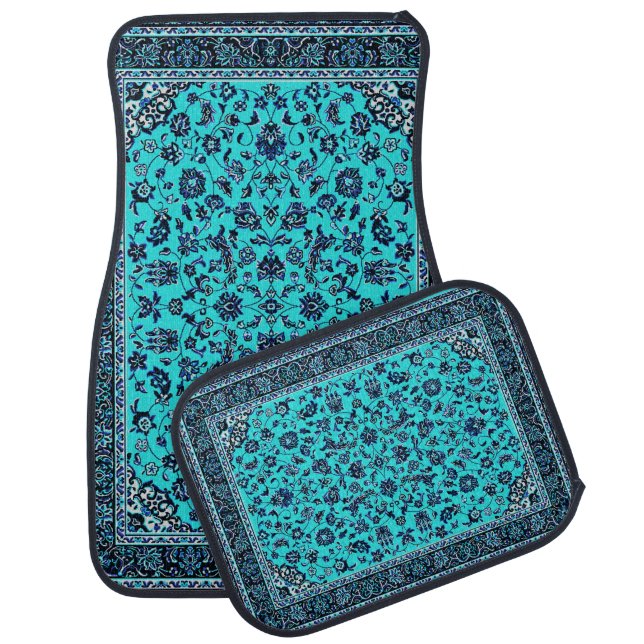 Turquoise Oriental Rug Look Car Mat Set (Set)